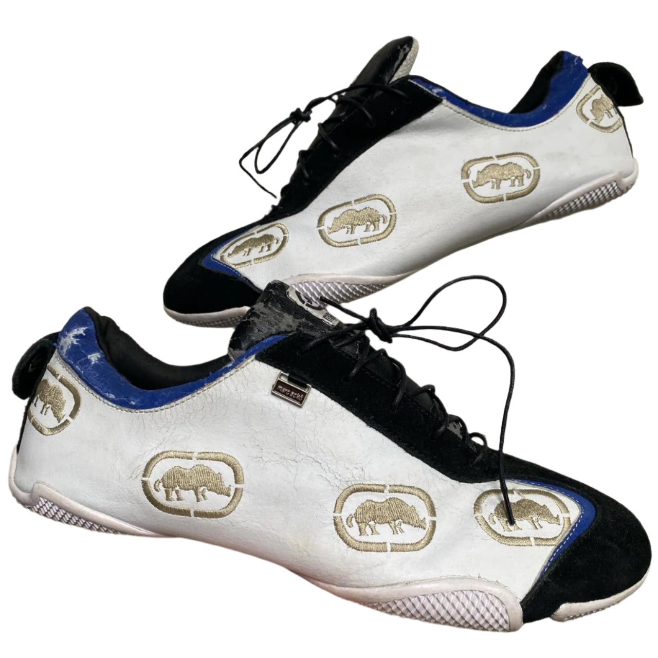 Marc Ecko Vintage Y2K Plimsole Trainers White Black and Blue (UK 9)