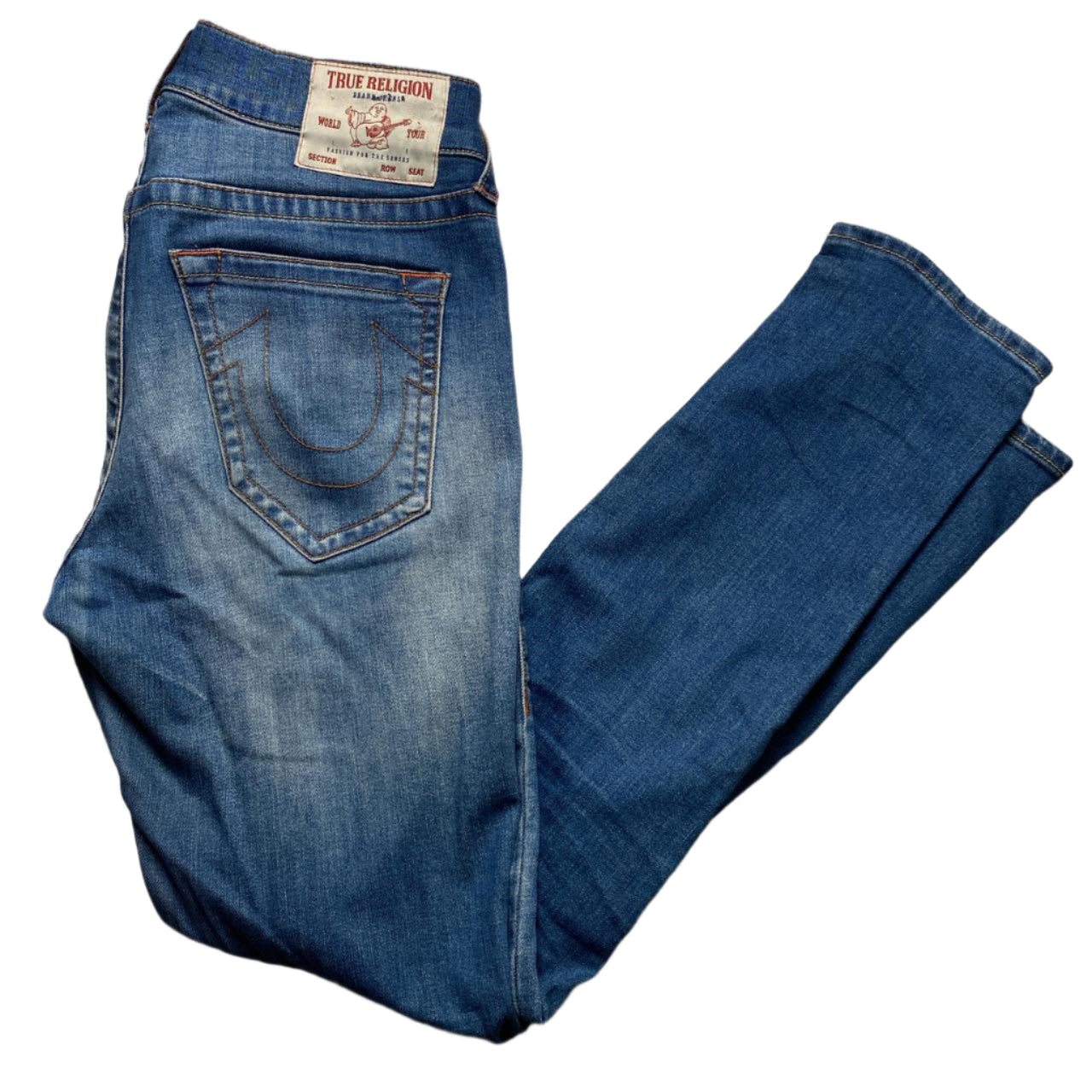 True Religion Rocco Relaxed Skinny Blue Jeans (30W)