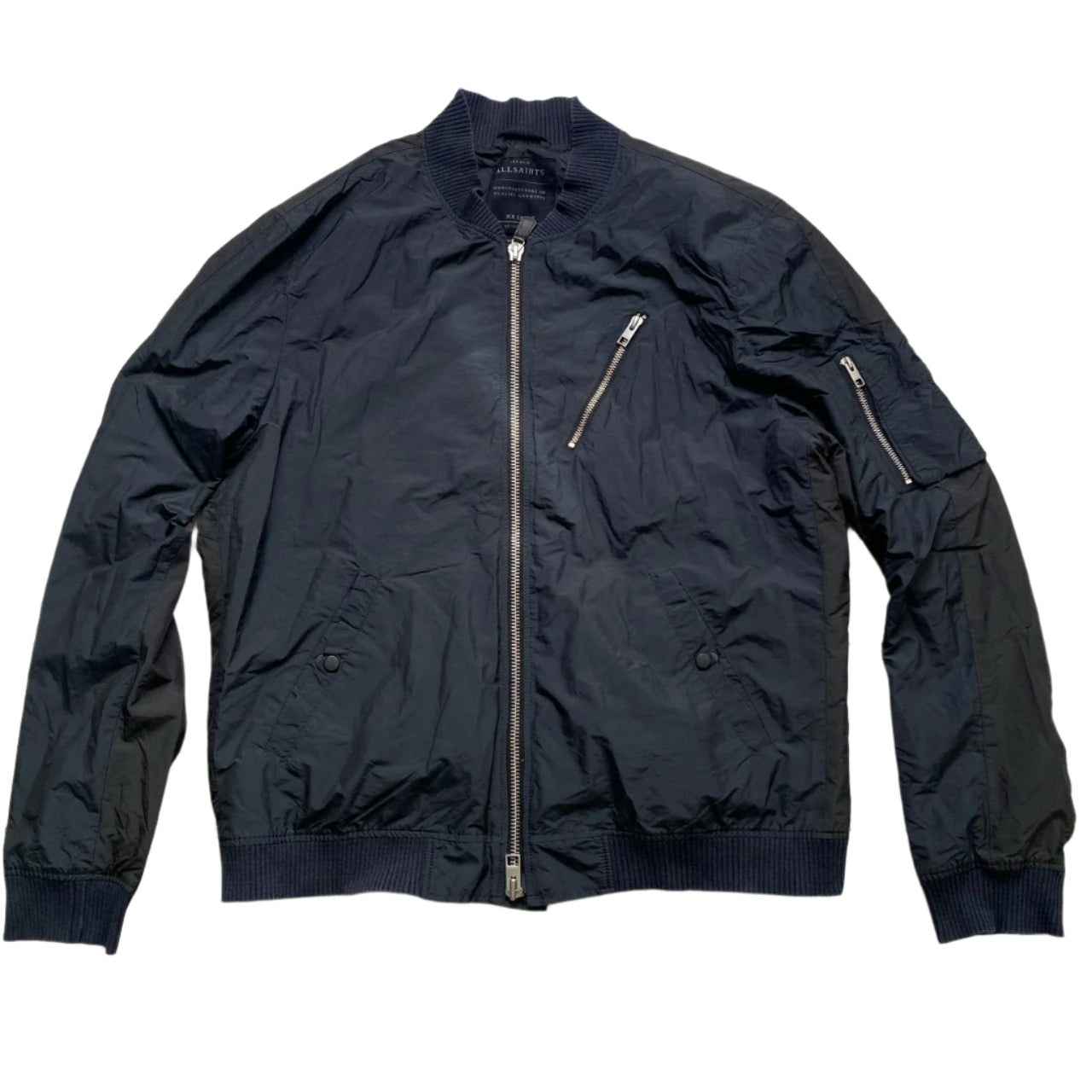 AllSaints Black Bomber Jacket (2XL)