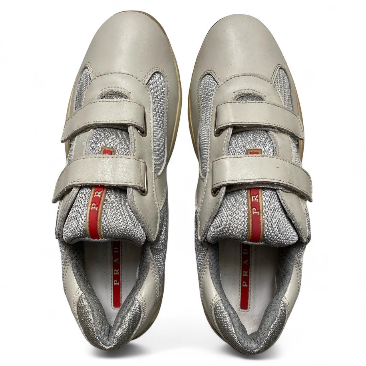 Prada Americas Cup White and Red Strap Up Trainers (UK 10)