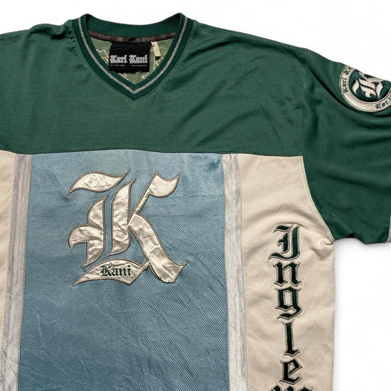 Karl Kani Kane Inglewood Vintage y2k 90’s Green and Blue Jersey (XL)