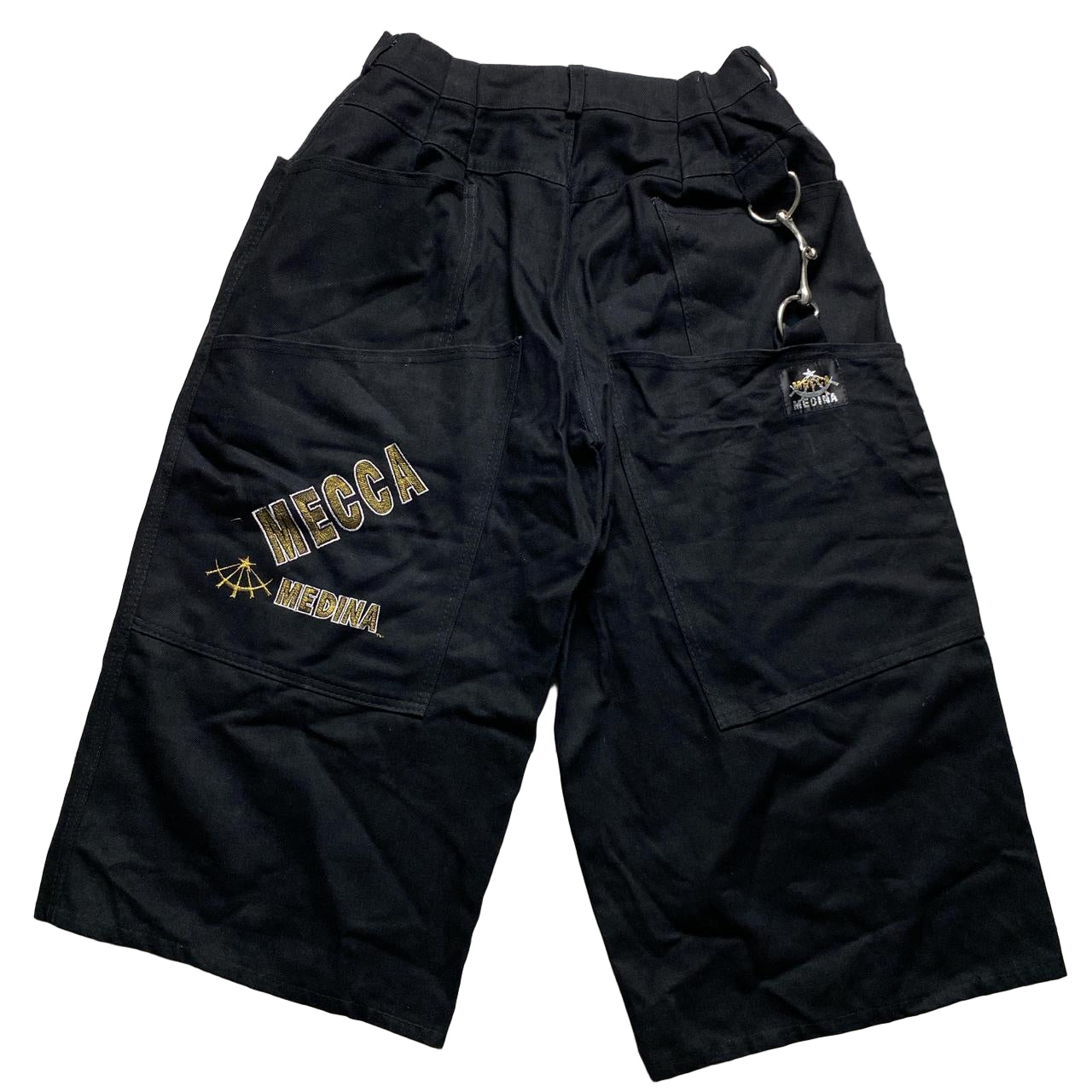 Mecca Medina Vintage 90’s Baggy Black and Gold Jort Jean Shorts (XL)