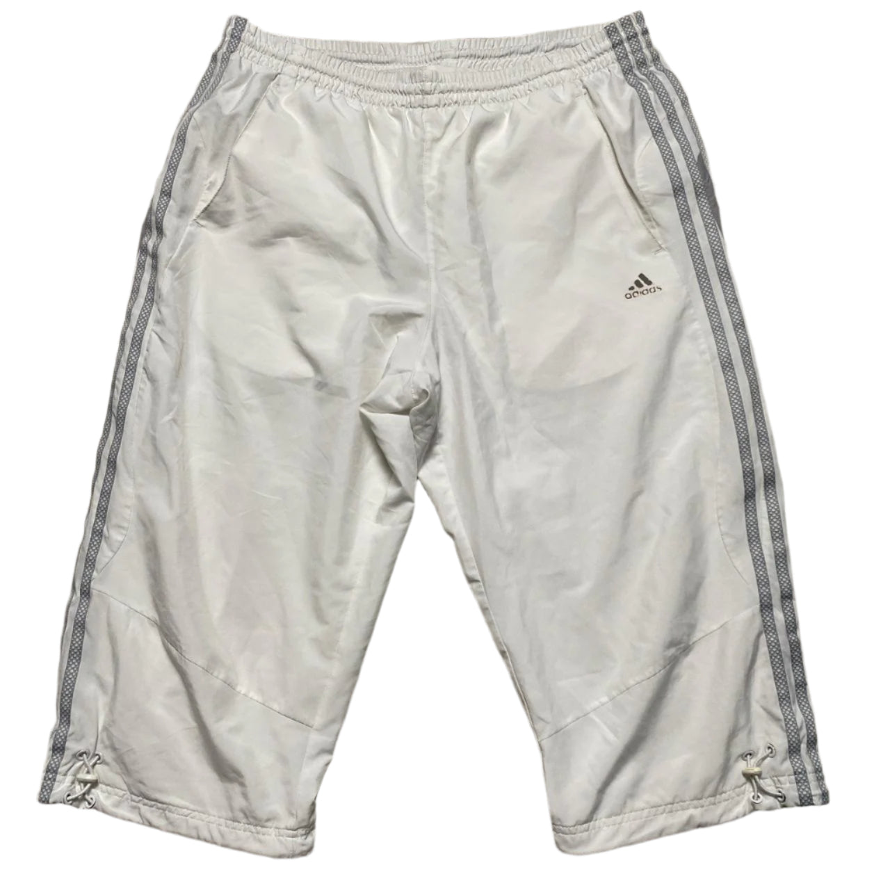 Adidas Climalite Vintage y2k Shell Trackpant Shorts White and Silver (L)