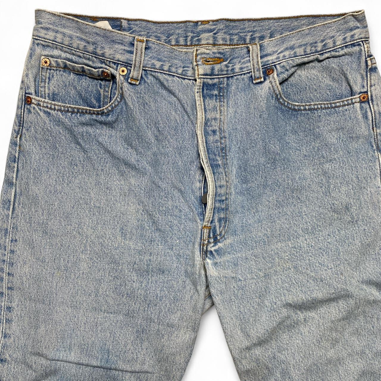 Levis 501 Vintage Light Blue Wash Denim Cut Down Jorts 3/4 Shorts (36W)
