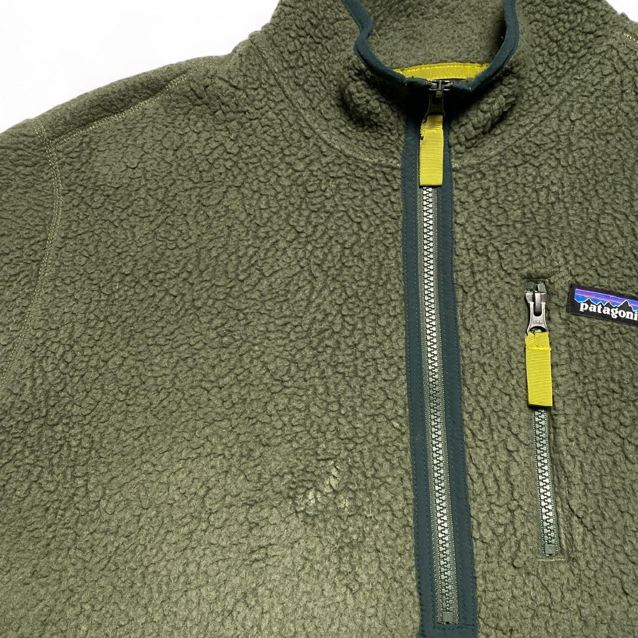 Patagonia Retro Pile Khaki Green Quarter Zip Fleece Jumper (L)