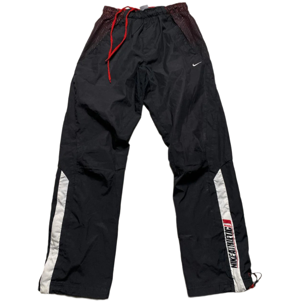 Nike Athletic Vintage y2k Black and Red Shell Trackpant Baggy Bottoms (S)