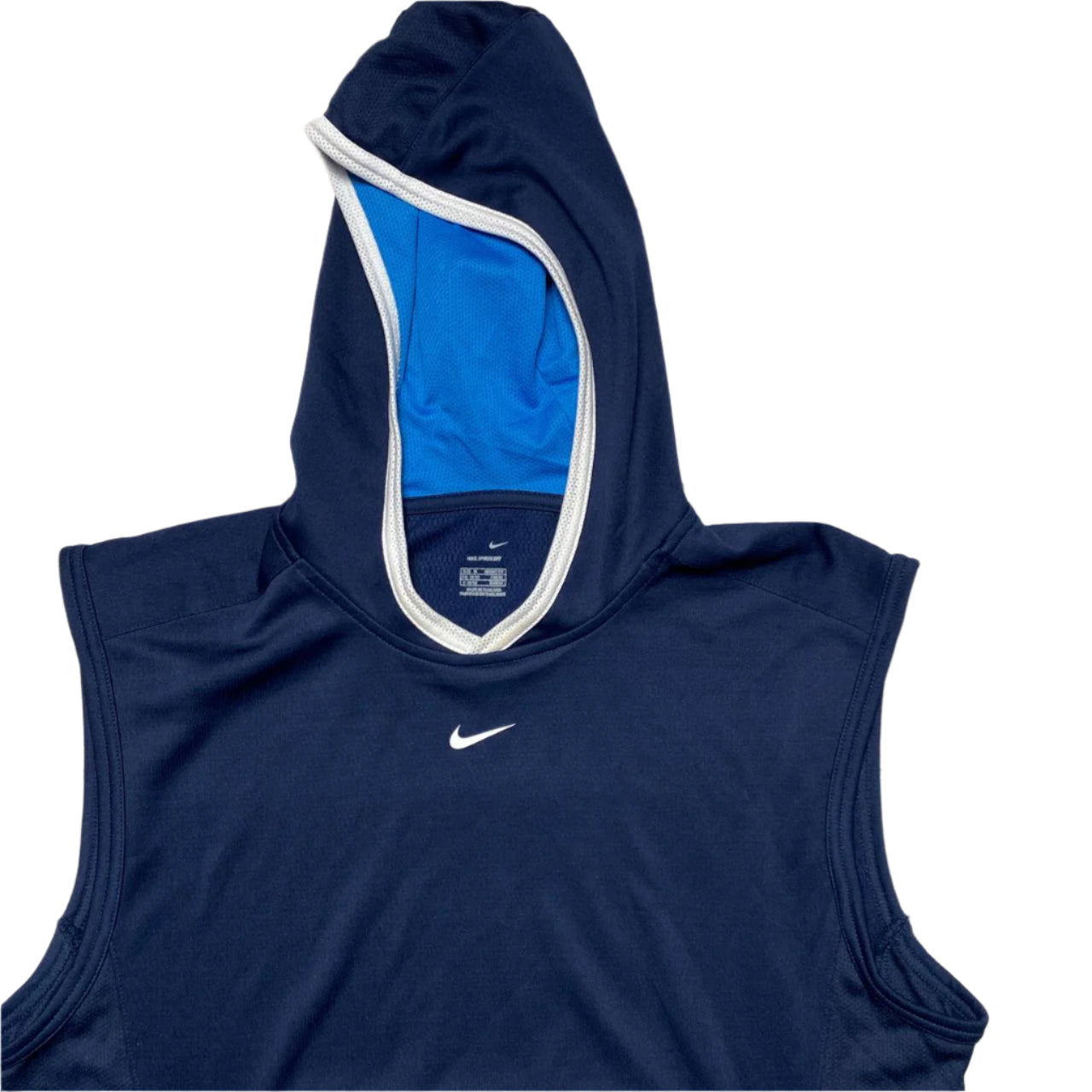 Nike Navy and White Swoosh Tennis Vintage Hooded Vest (M)