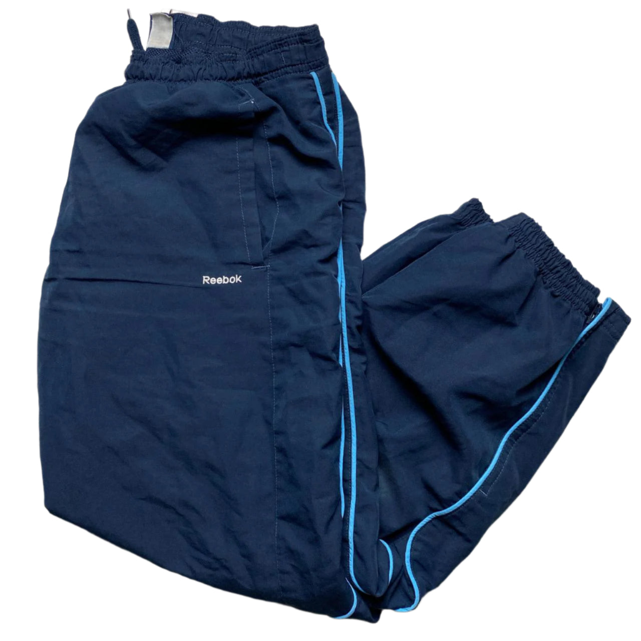 Reebok Navy White and Blue Shell Trackpant Bottoms (S)