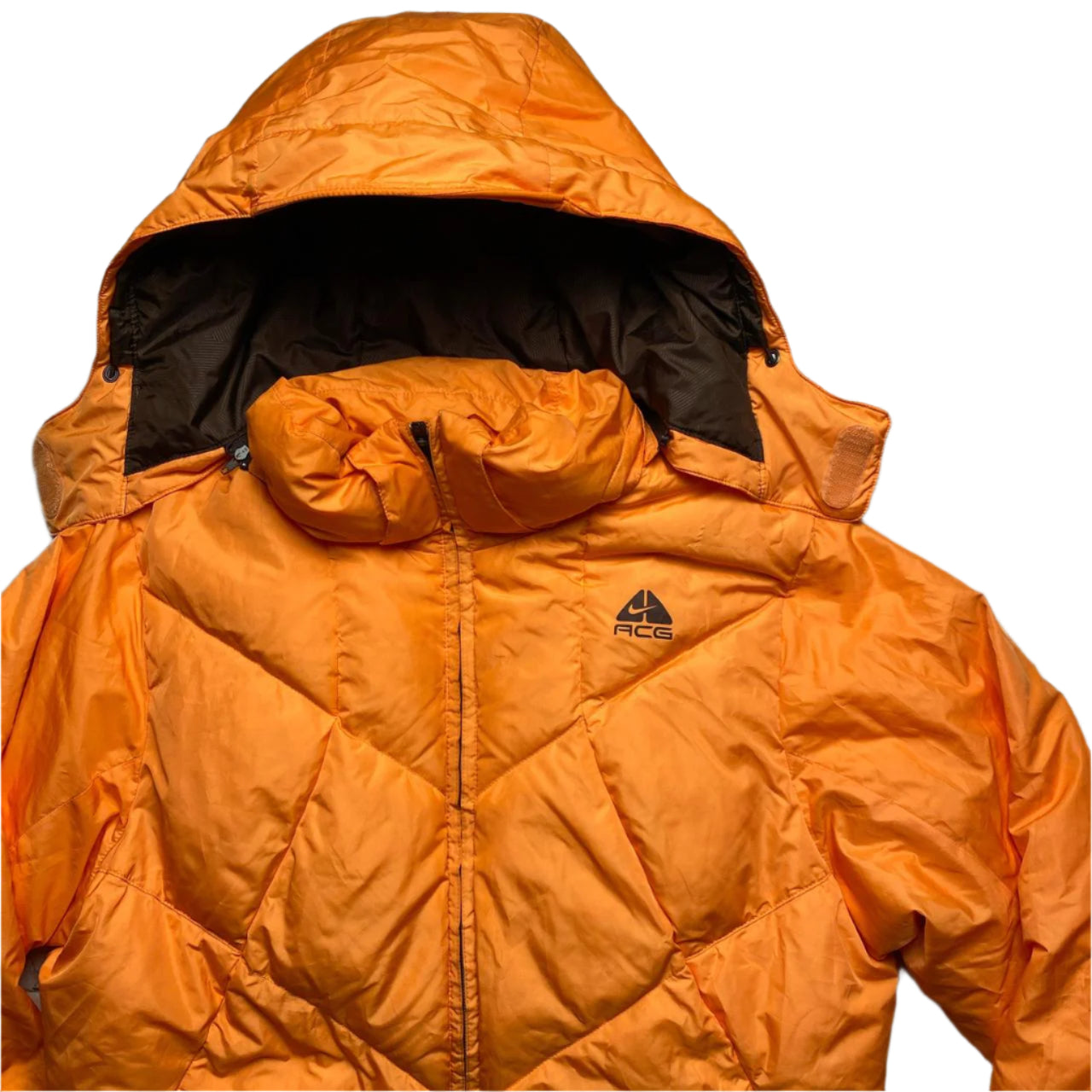 Nike ACG Orange and Brown Womens Vintage Puffer Jacket Coat (L)