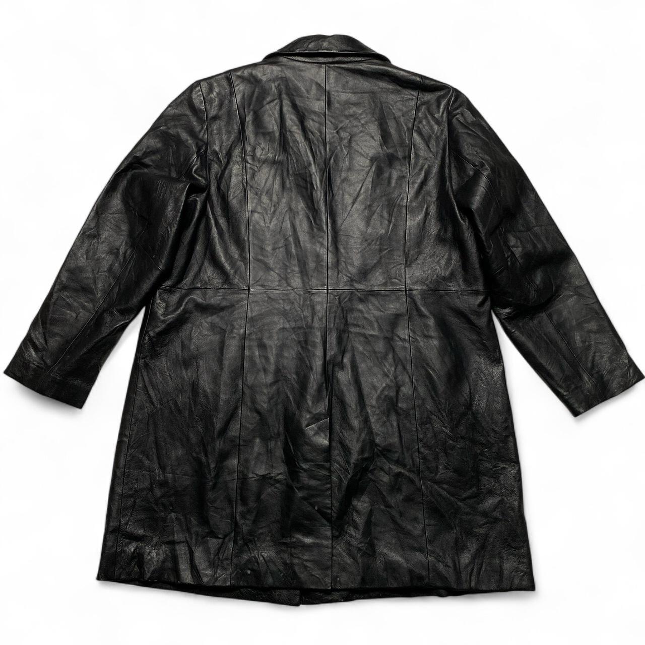Worthington Black Leather Trench Coat Jacket (2XL)