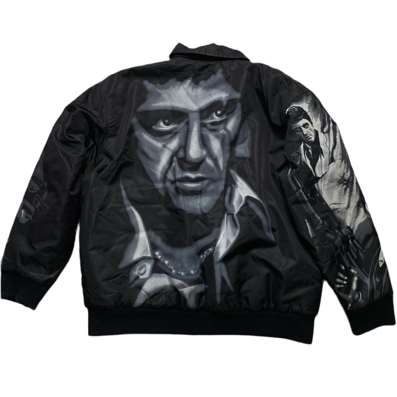 Scarface Al Pacino Tony Montana Black and White Vintage Bomber Jacket (L)