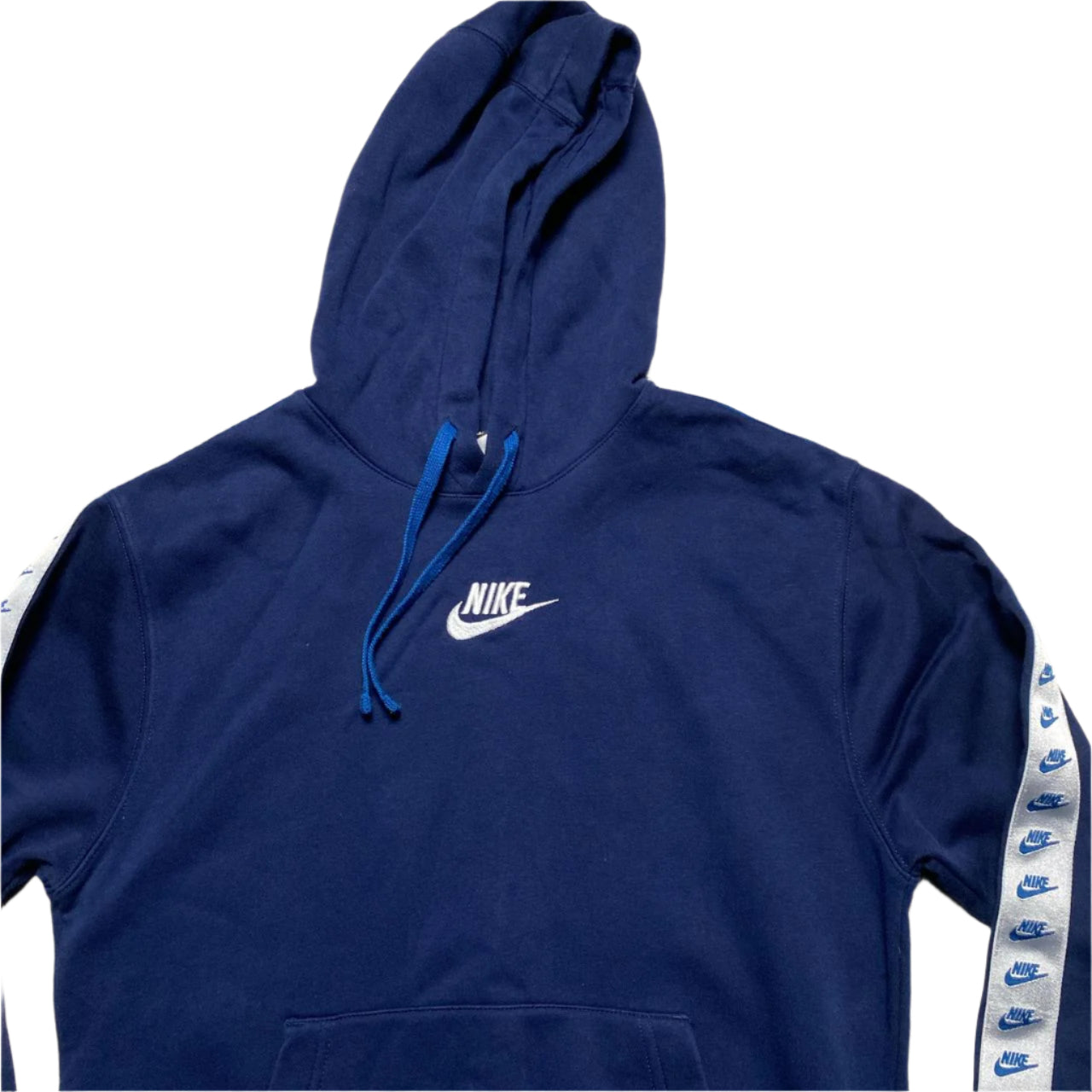 Nike Navy and White Swoosh Hoodie (S)