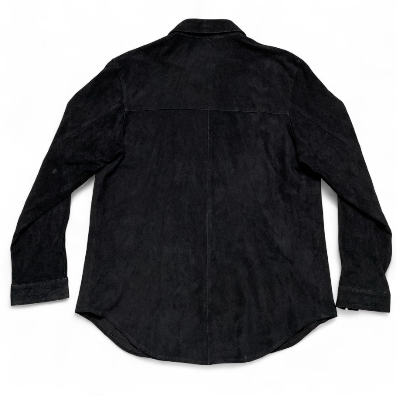Black Suede Leather Long Sleeve Shirt
