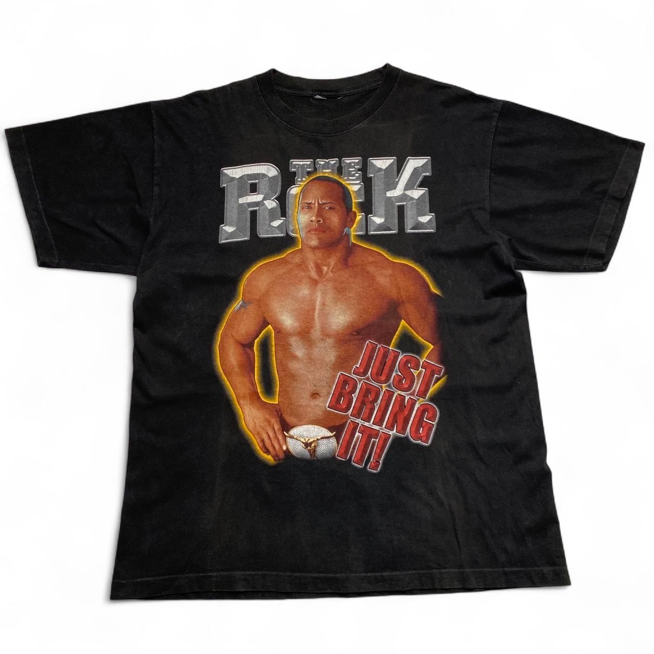 The Rock Just Bring It 90’s Single Stitch Wrestling WWF T Shirt Black (XL)