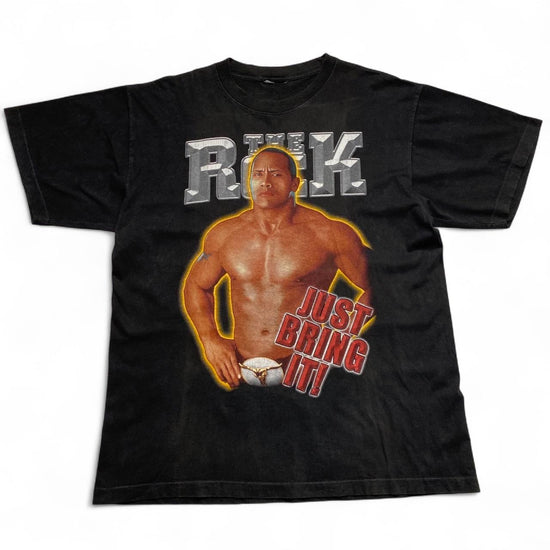 The Rock Just Bring It 90’s Single Stitch Wrestling WWF T Shirt Black (XL)