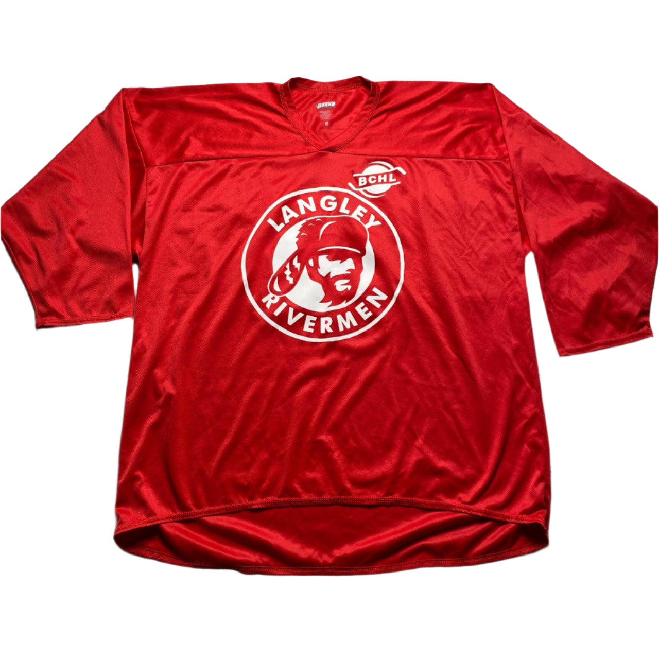 Red and white vintage Langley Rivermen hockey jersey (2XL)