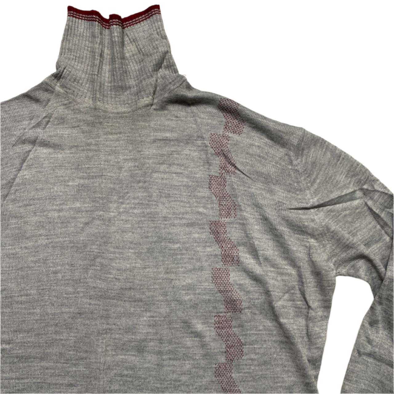 Wolsey Vintage 90’s Grey and Burgundy Turtle Neck Jumper (L)
