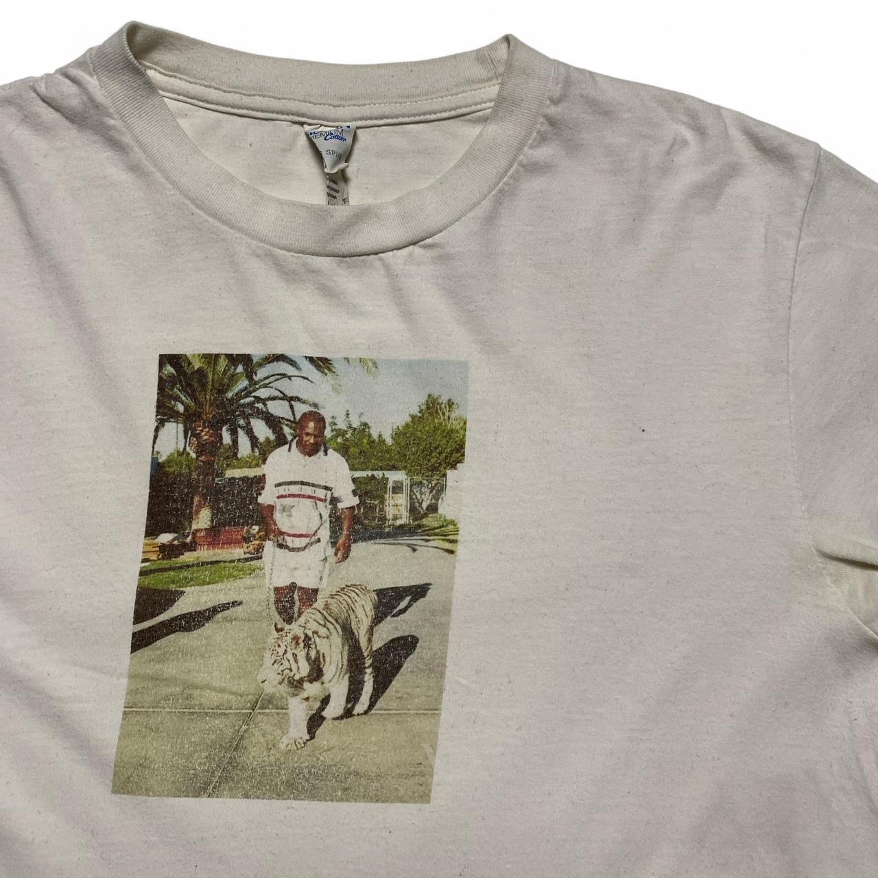 Mike Tyson Pet Tiger Image White T Shirt (M)