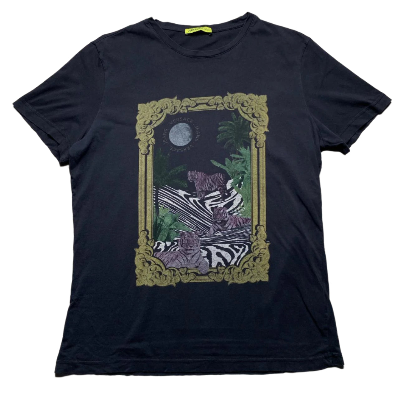 Versace Jeans Tiger Picture Black T Shirt (XL)