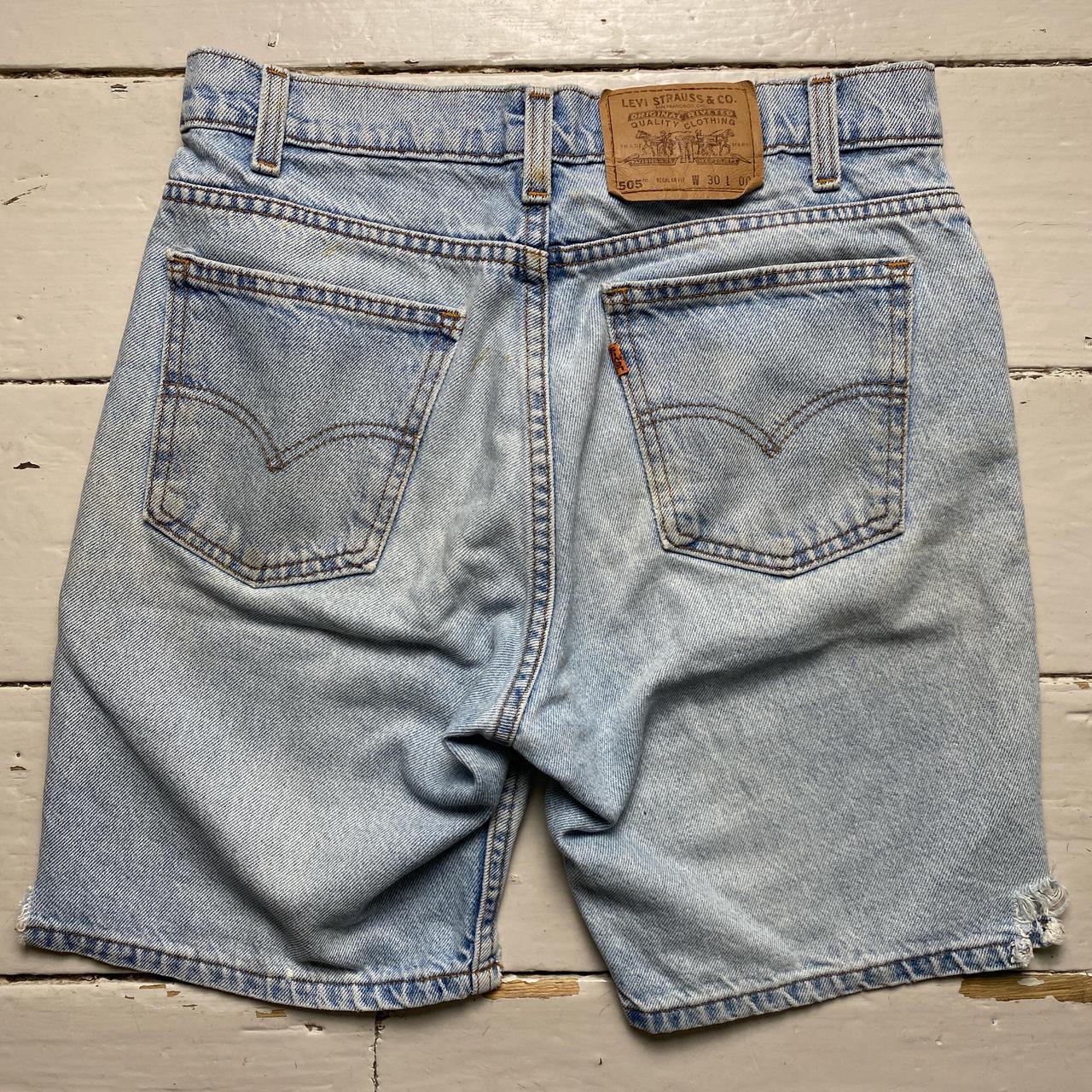 Levis 505 Vintage Stonewash Light Blue Denim Jort Jean Shorts