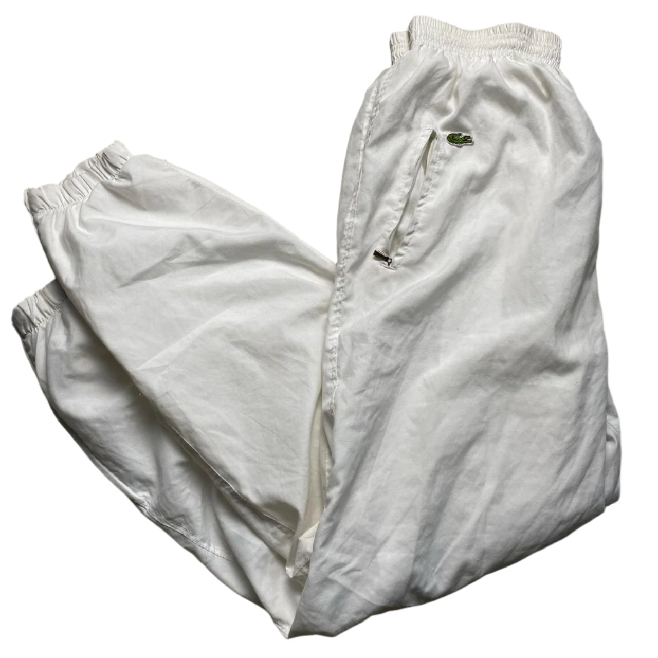 Lacoste Vintage White Shell Trackpant Bottoms (M)