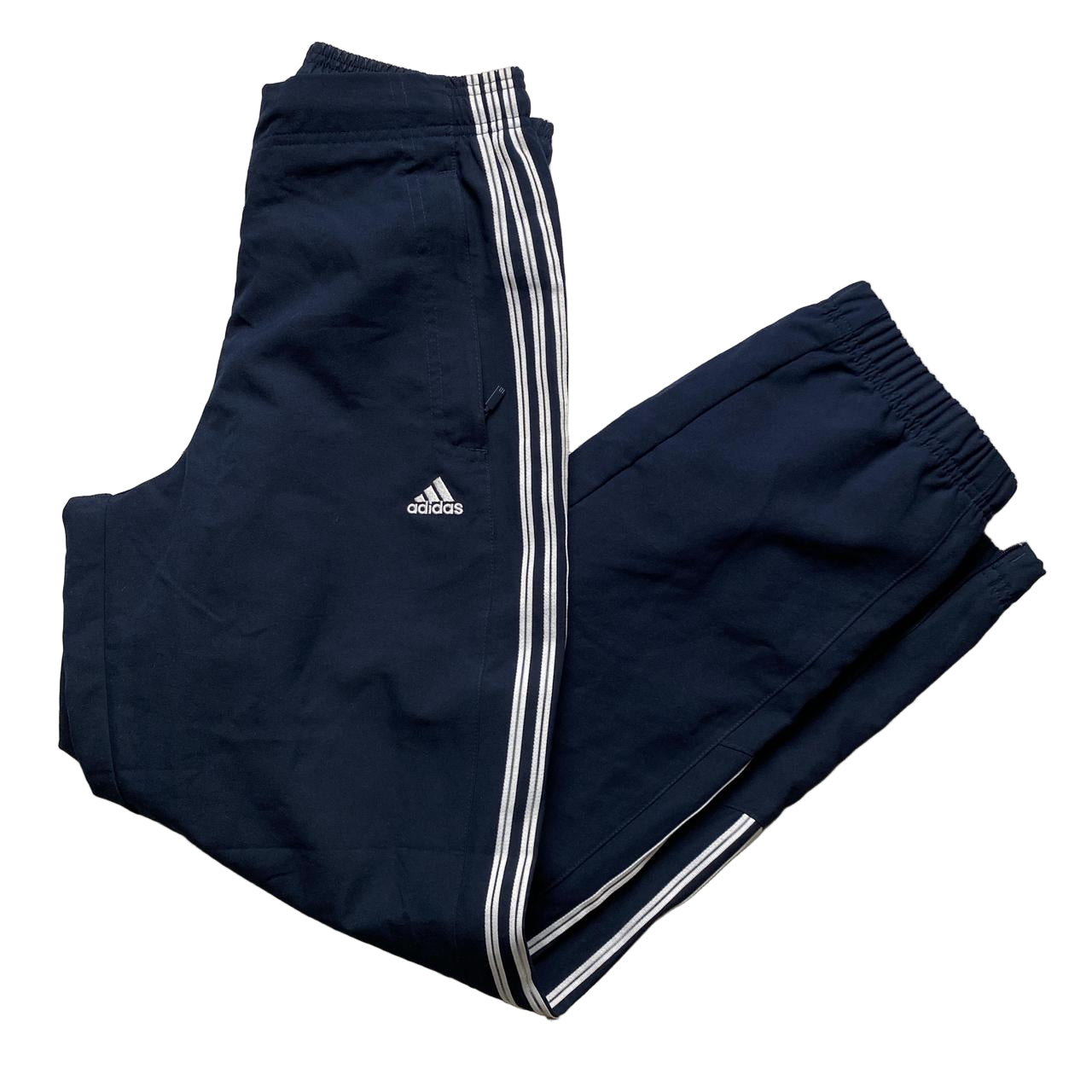 Adidas Navy and White Shell Trackpant Bottoms (S)