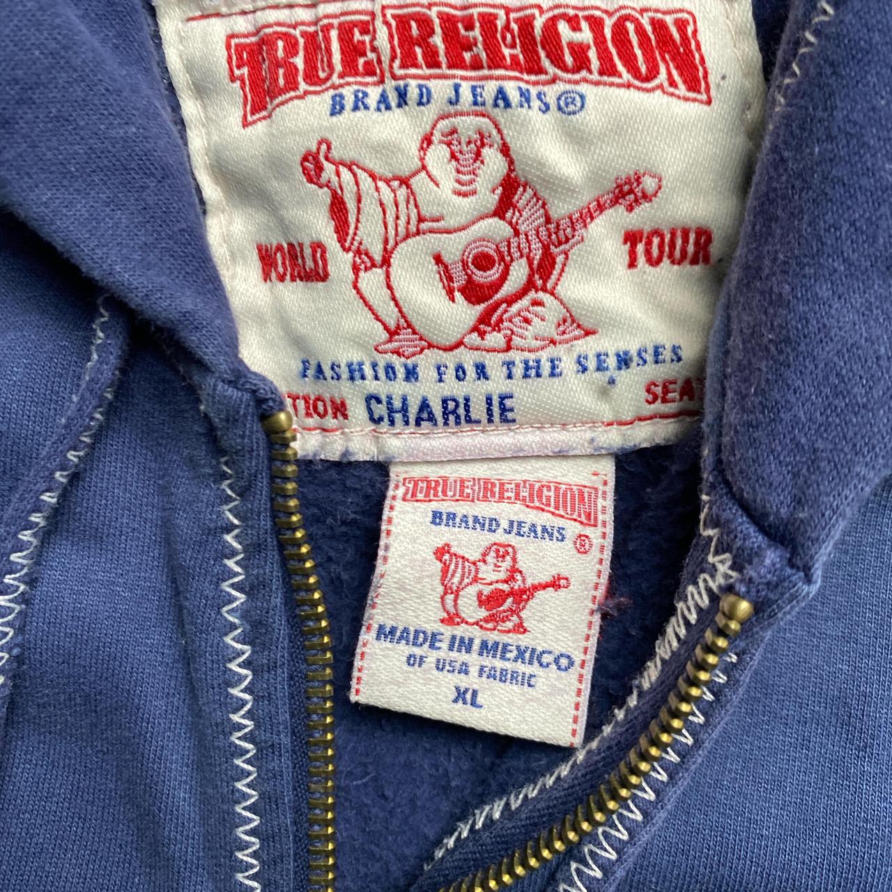 True Religion Navy and White Stitch Hoodie (XL)