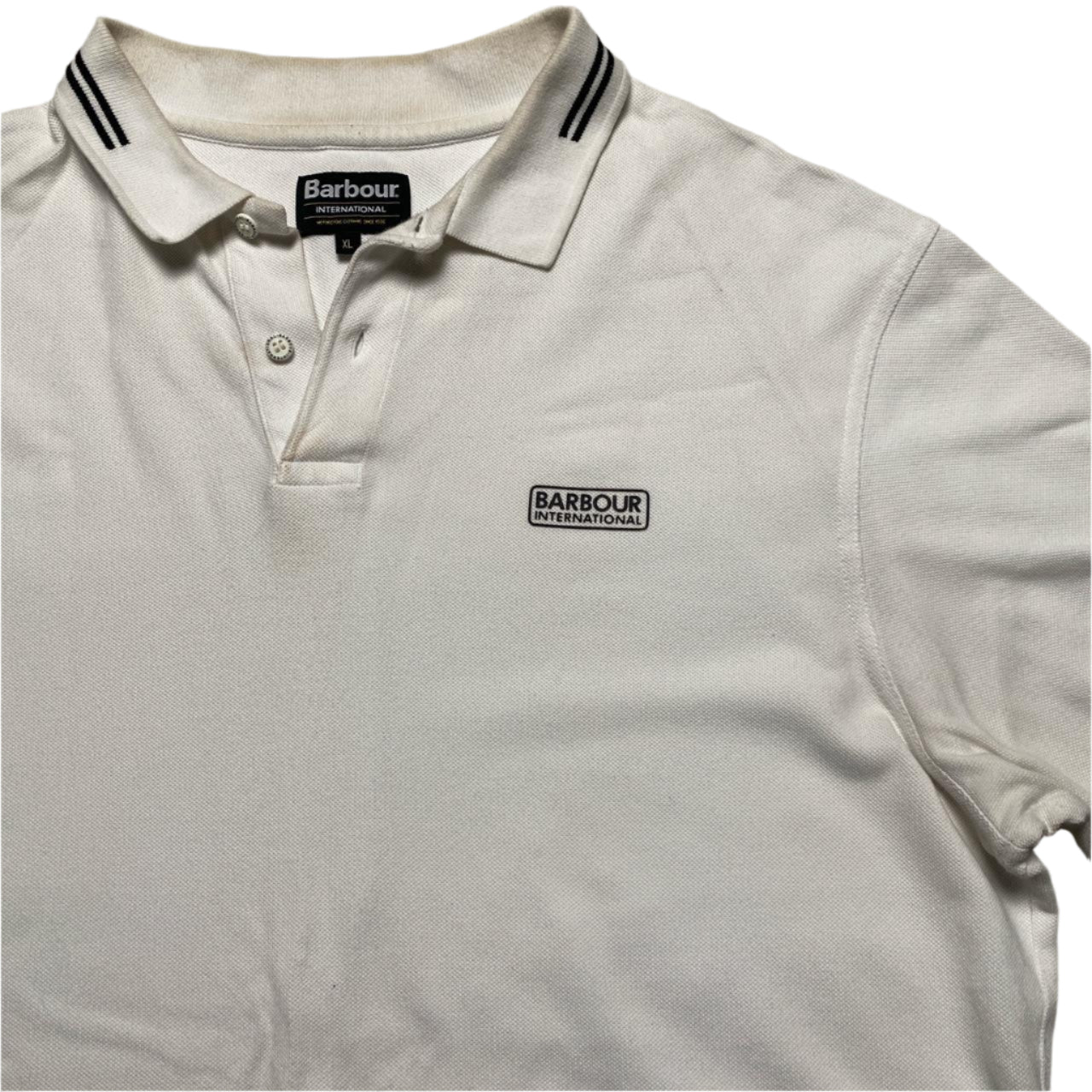 Barbour White And Black Polo Shirt (XL)