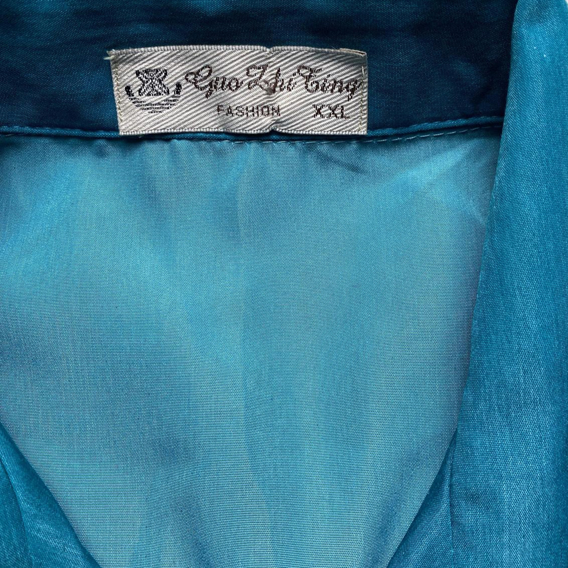 Y2K Vintage Japanese Blue Dragon Short Sleeve Shirt (2XL)