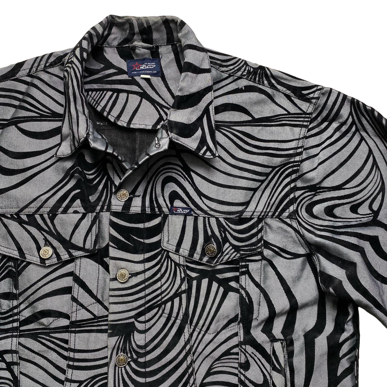 Classic Jeans Vintage 90’s Baggy Denim Jacket Silver and Black (2XL)