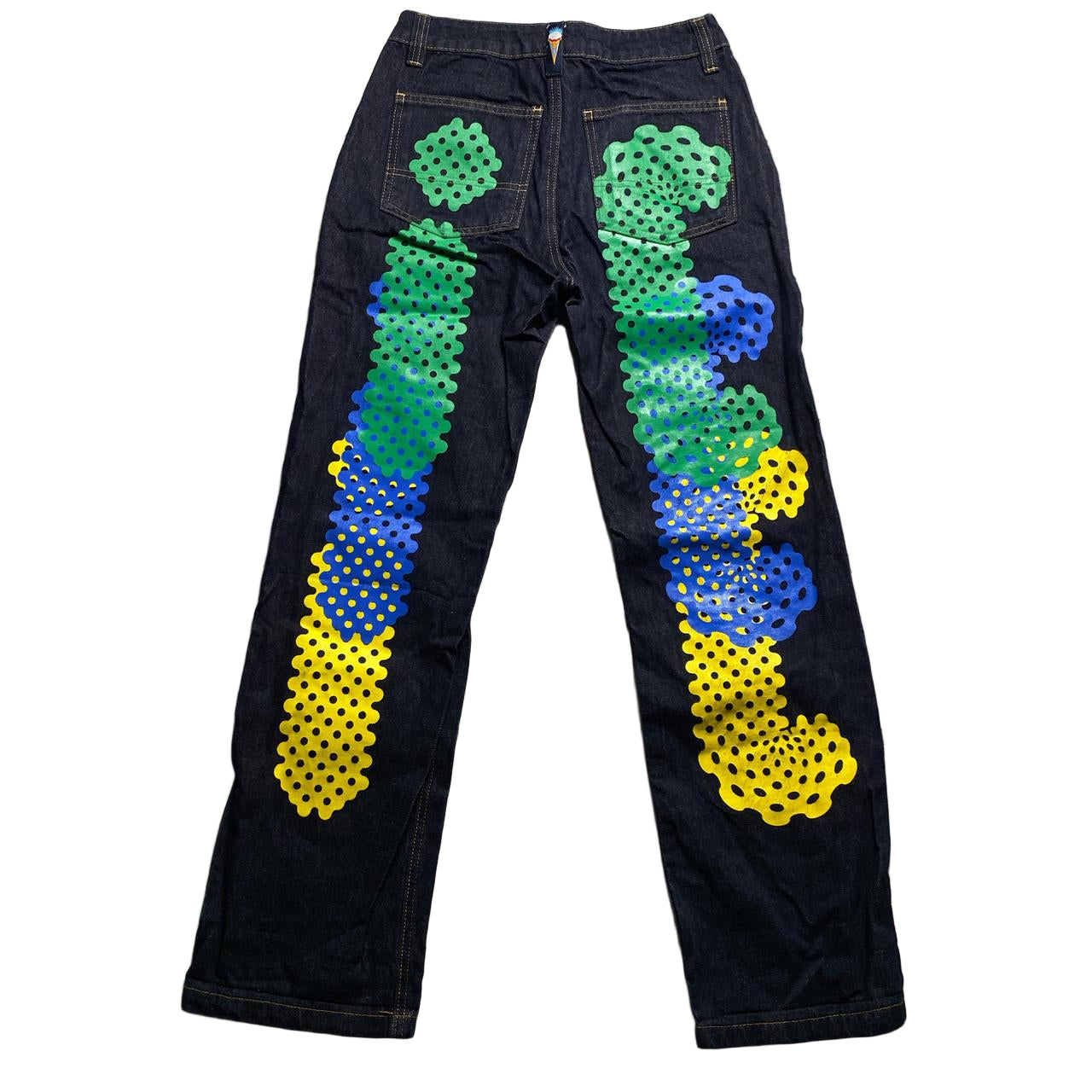Ice Cream Big Print Graphic Jeans Green Blue and Yellow (28W)