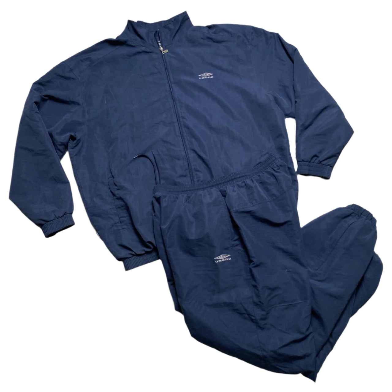 Umbro Navy and Grey Full Shell Nylon Tracksuit (2XL)