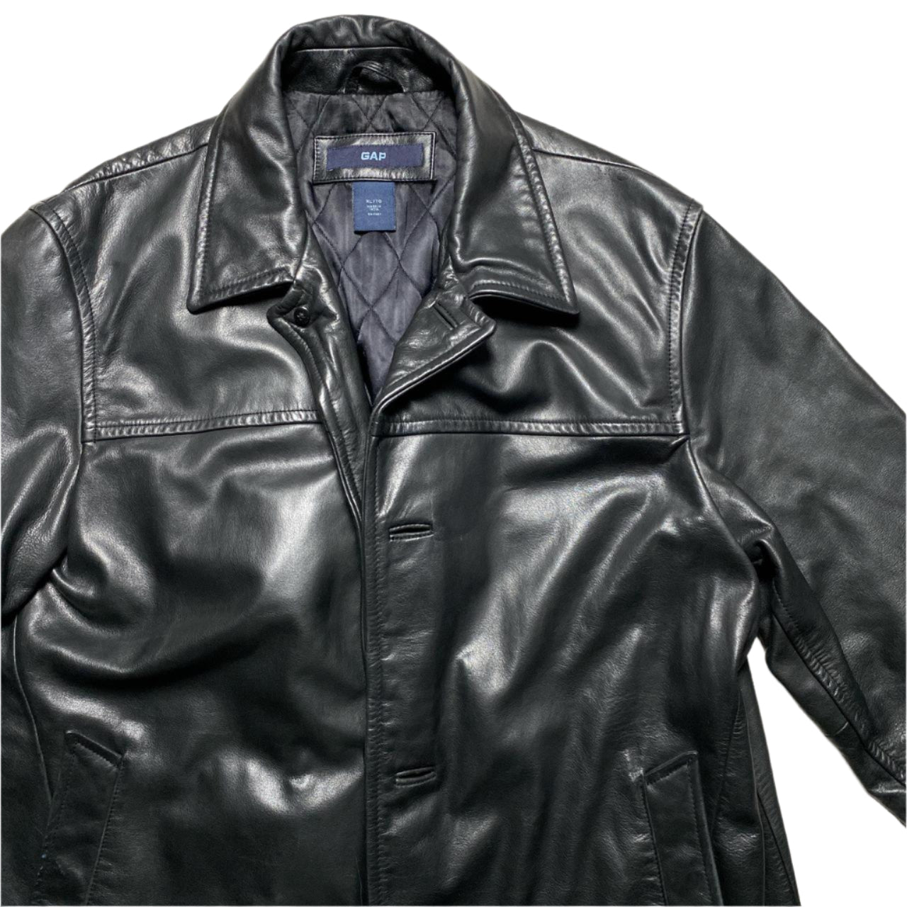 GAP Vintage Black Leather Peacoat (XL)