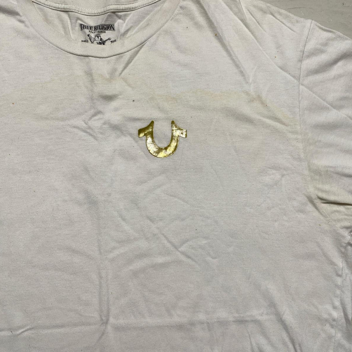True Religion White and Gold T Shirt (2XL)