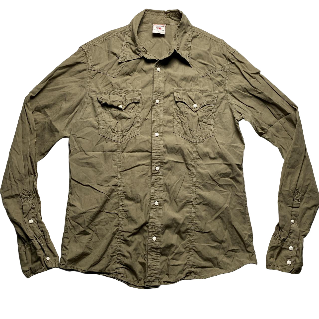 True Religion Khaki Green Stitch Shirt (L)