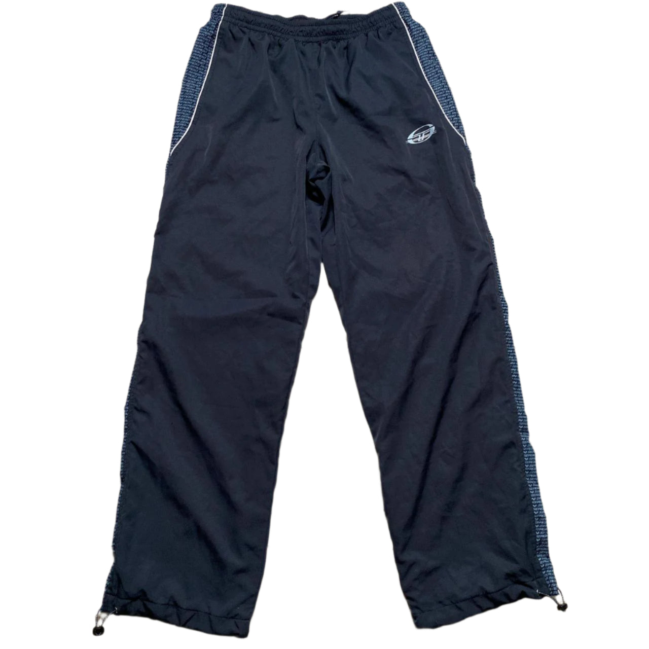 Sergio Tacchini Vintage Navy Blue and White Shell Trackpant Baggy Bottoms (L)