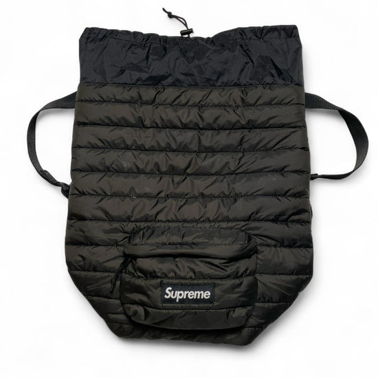 Supreme Pertex Quantum Puffer Down Filled Jacket Black and White Box Logo Backpack Bag