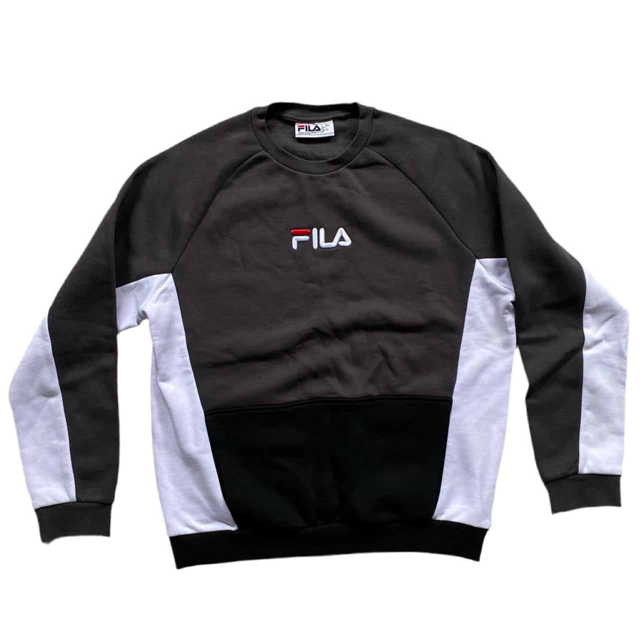 Fila Grey Black and White Spellout Jumper (L)