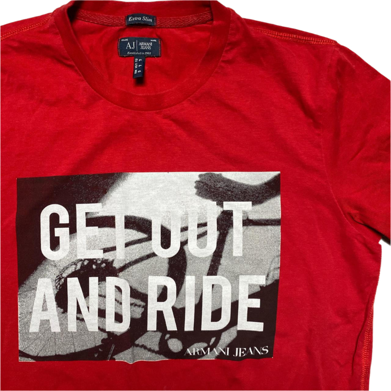Armani Jeans Red Slim Fit Bike T Shirt (L)
