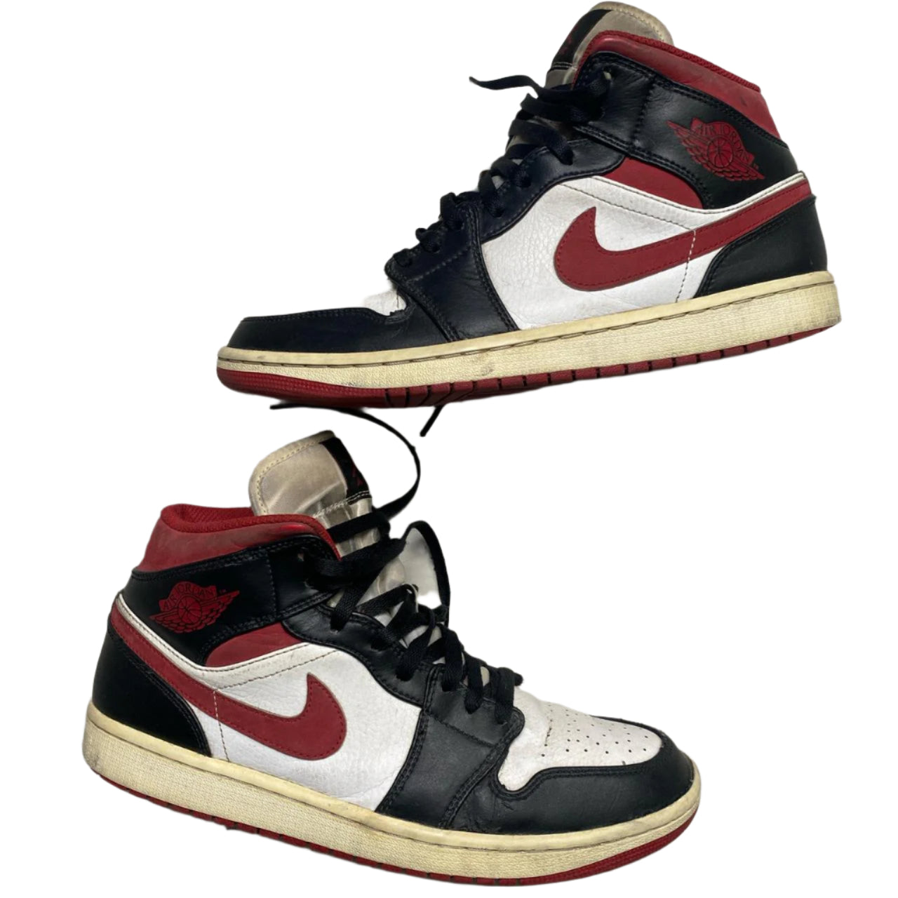 Nike Jordan 1 Mid Black Red and White (UK 9.5)