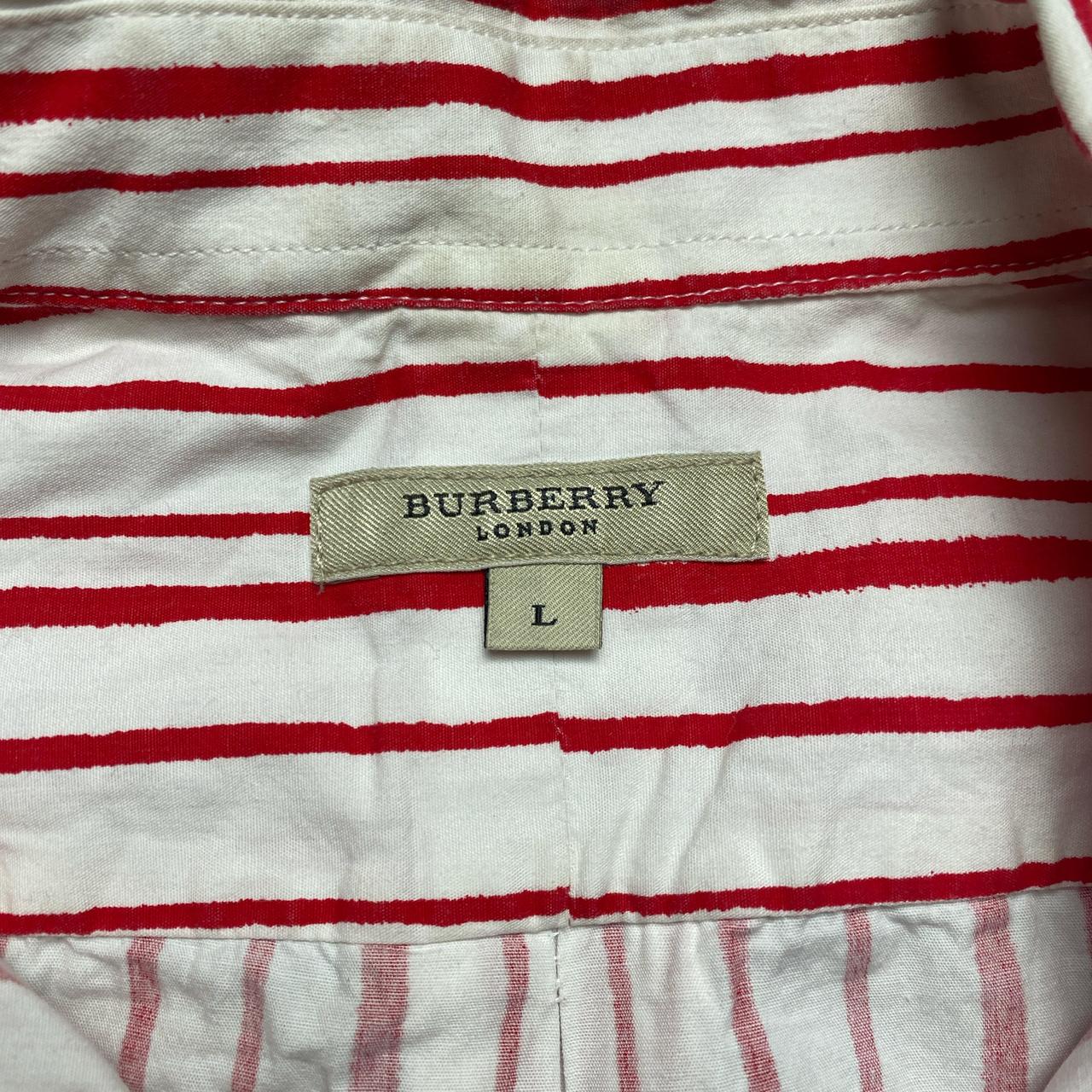 Burberry London Red and White Stripe Short Sleeve Shirt (L)
