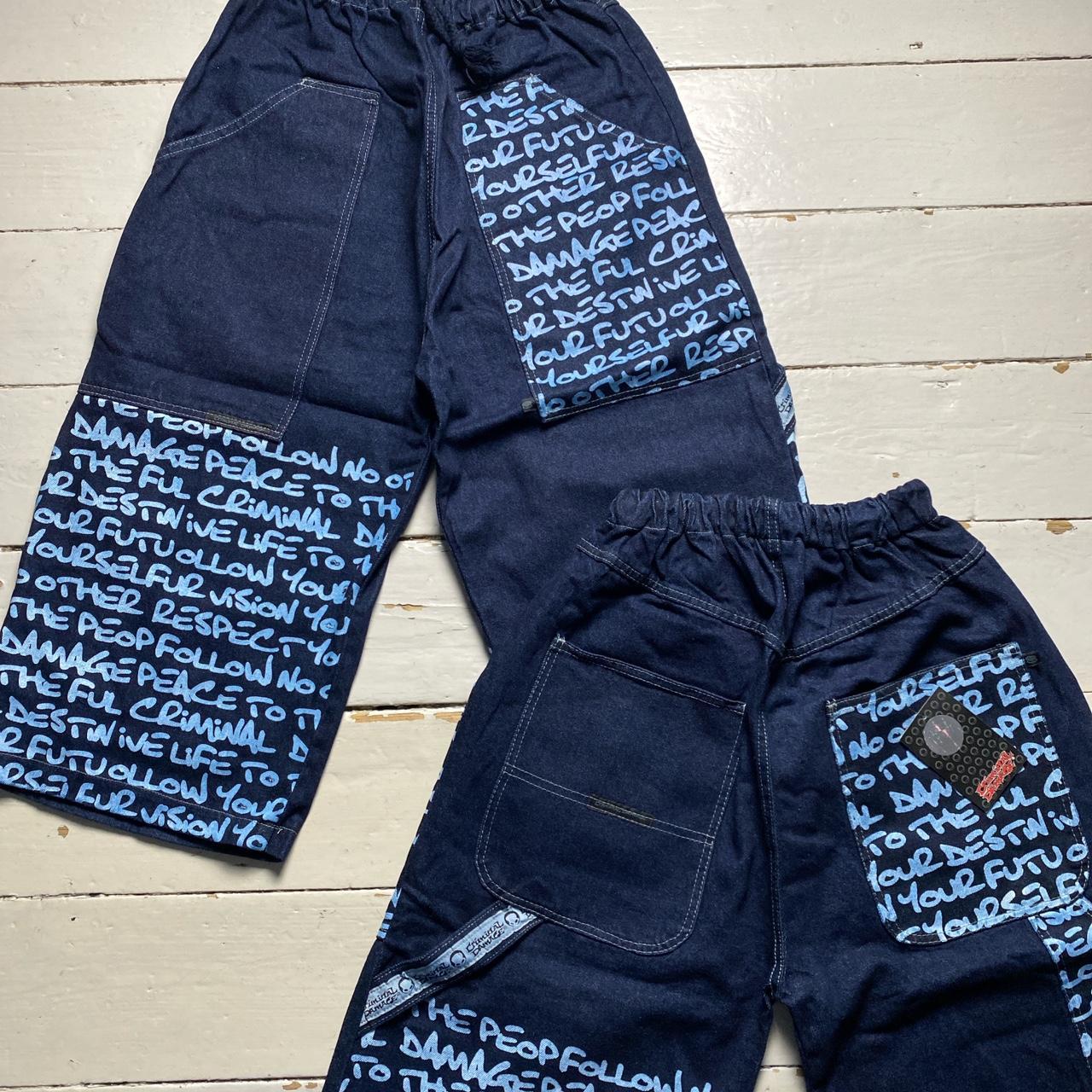Criminal Damage Graffiti Baggy Vintage y2k Denim Carpenter Style Jorts Jean Shorts