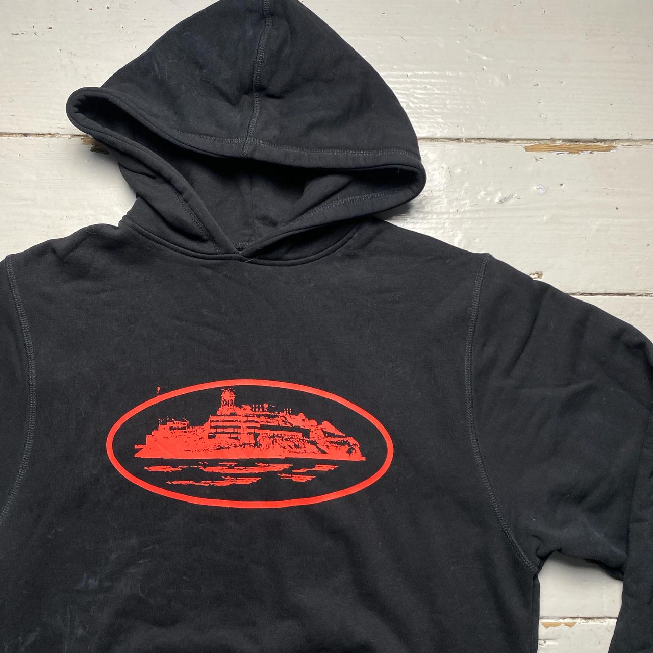 Corteiz Black and Red Alcatraz Hoodie