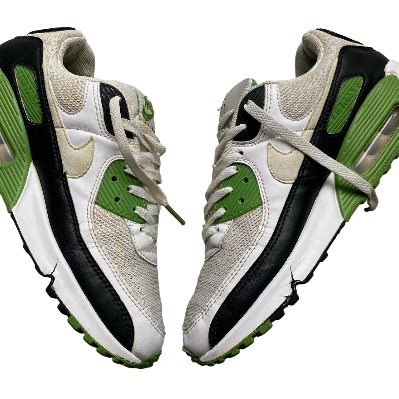 Nike Air Max 90 White Black and Green (UK 8)