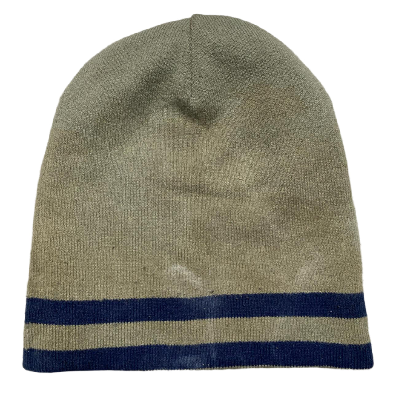 Always Do What You Should Do Khaki Green and Navy Blue Striped Reversible Beanie Hat