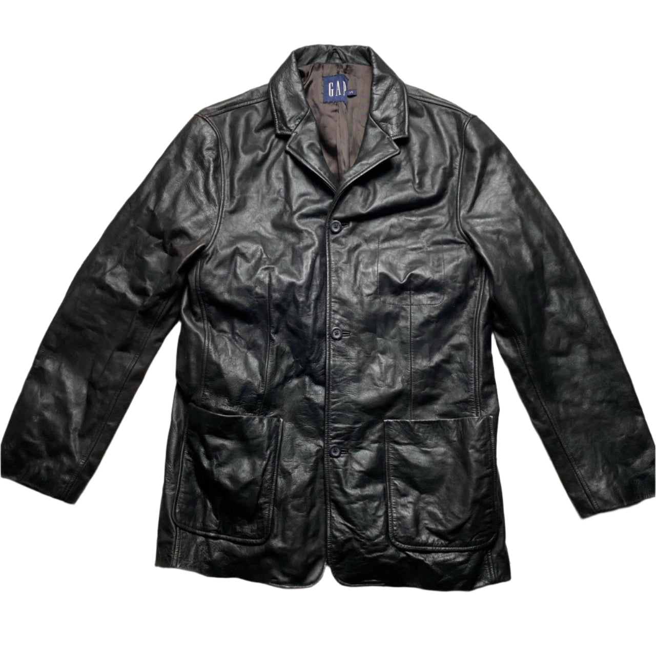 GAP Dark Brown Long Leather Trench Coat Jacket (L)