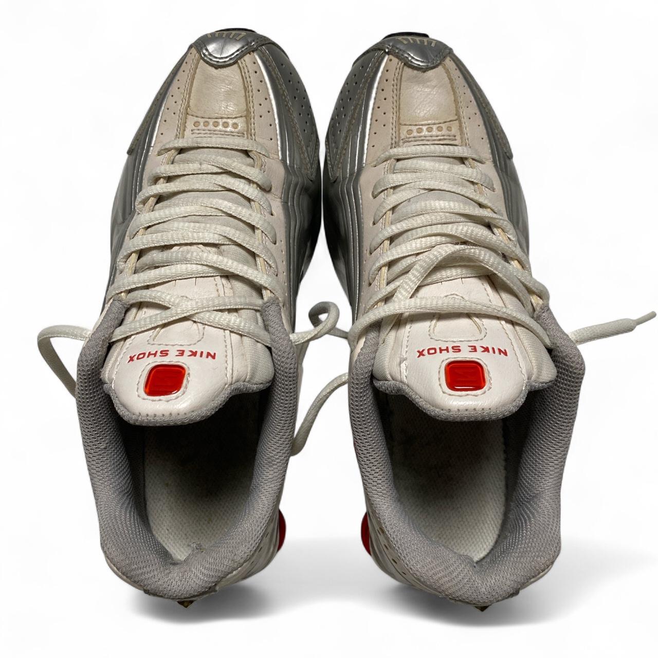 Nike Shox R4 Silver Metallic Red and White