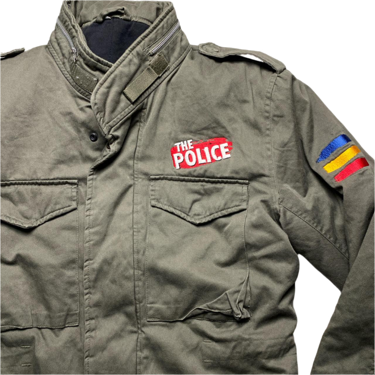 The Police Vintage Khaki Green Military Jacket (M)