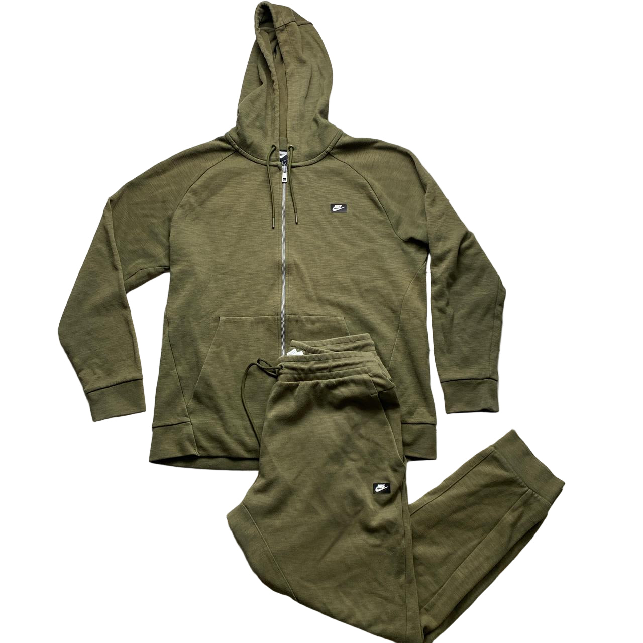 Nike Khaki Box Logo Black and White Swoosh Tracksuit (L)
