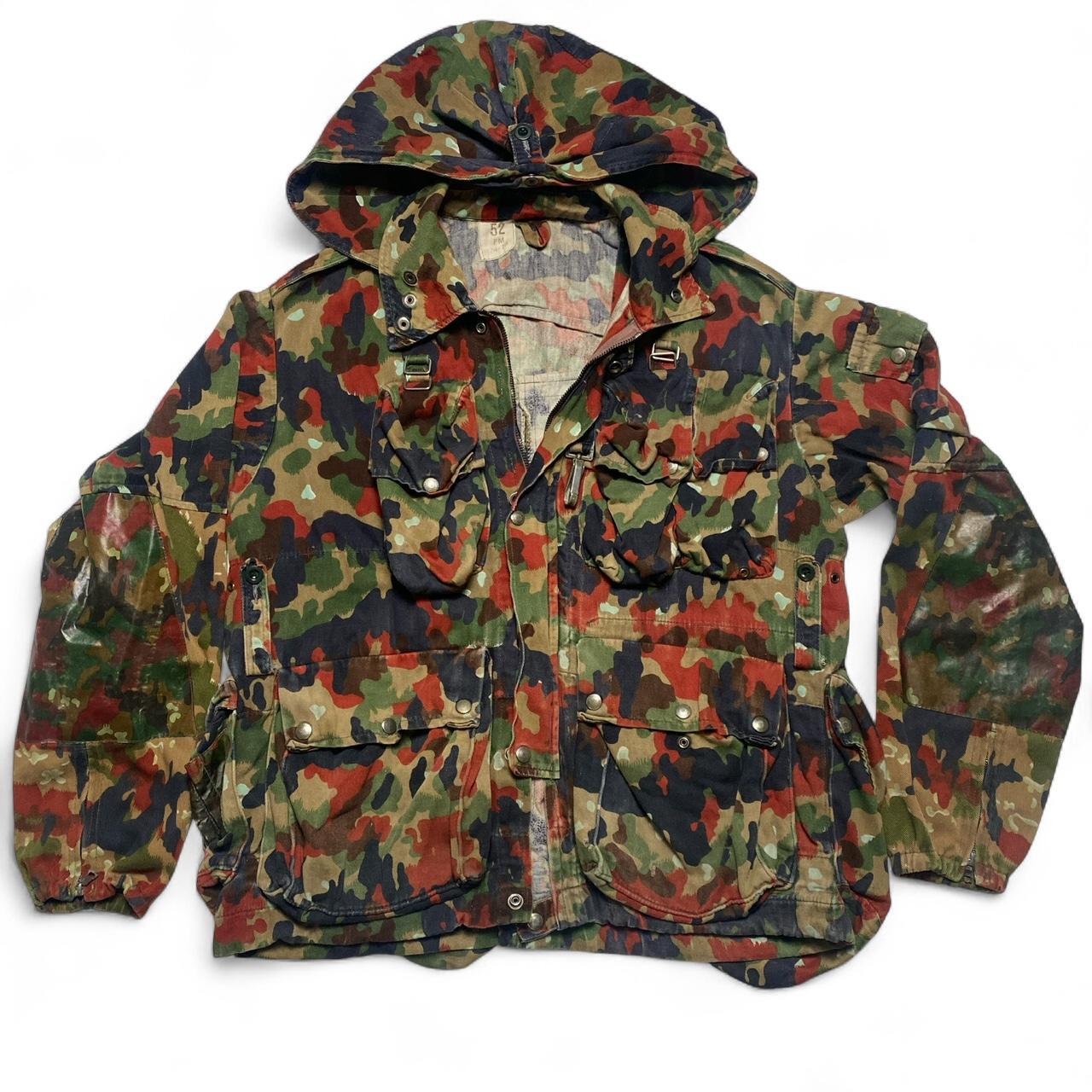 Swiss Camo M70 Camouflage Red Brown and Green Vintage Military Army Jacket (L)